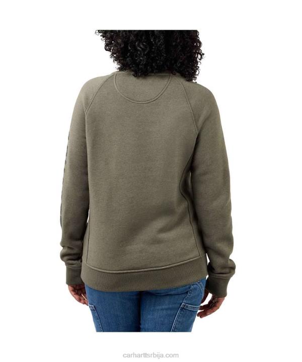 4042L210 Carhartt асфалт вријес неп дуксерица опуштеног кроја средње тежине са округлим изрезом са графичким рукавима Жене