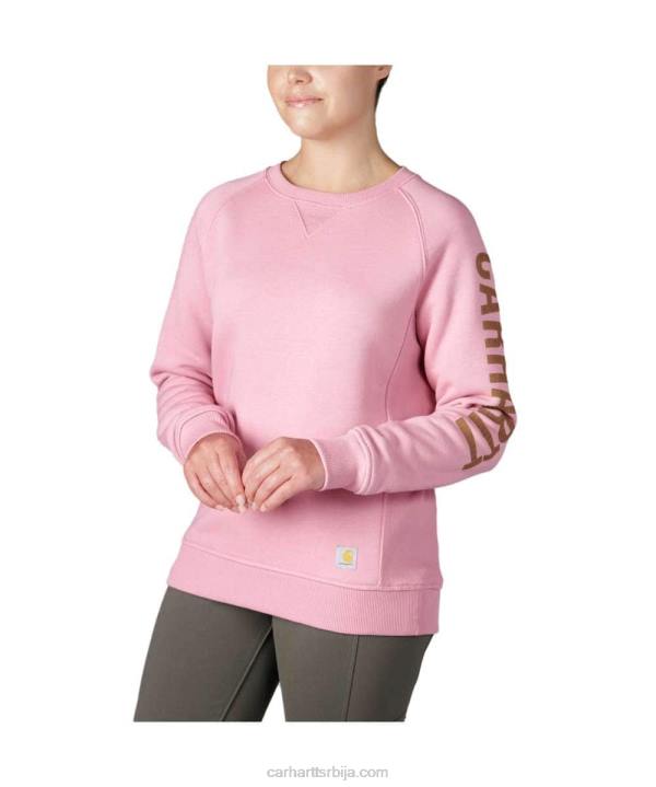4042L210 Carhartt асфалт вријес неп дуксерица опуштеног кроја средње тежине са округлим изрезом са графичким рукавима Жене