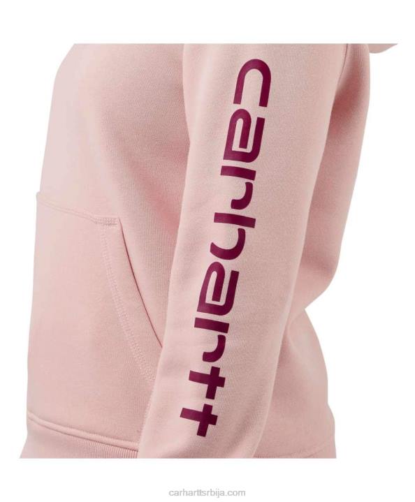 4042L211 Carhartt јасенова ружа дуксерица са графичким рукавима средње тежине опуштеног кроја Жене