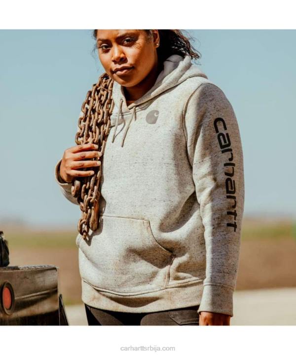 4042L211 Carhartt јасенова ружа дуксерица са графичким рукавима средње тежине опуштеног кроја Жене