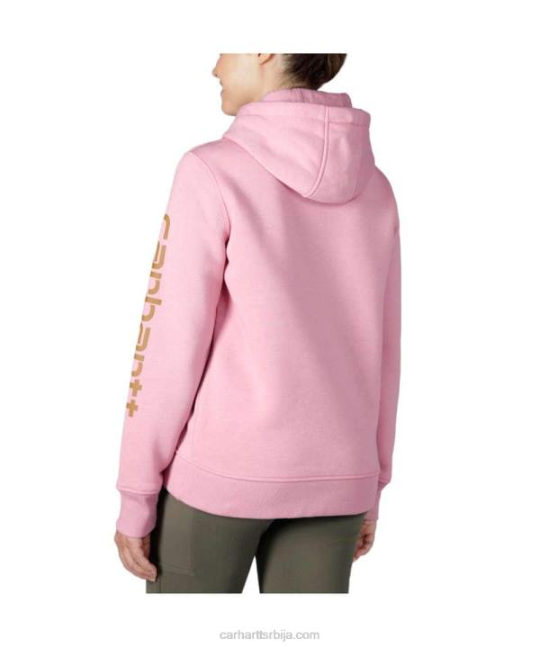 4042L211 Carhartt јасенова ружа дуксерица са графичким рукавима средње тежине опуштеног кроја Жене