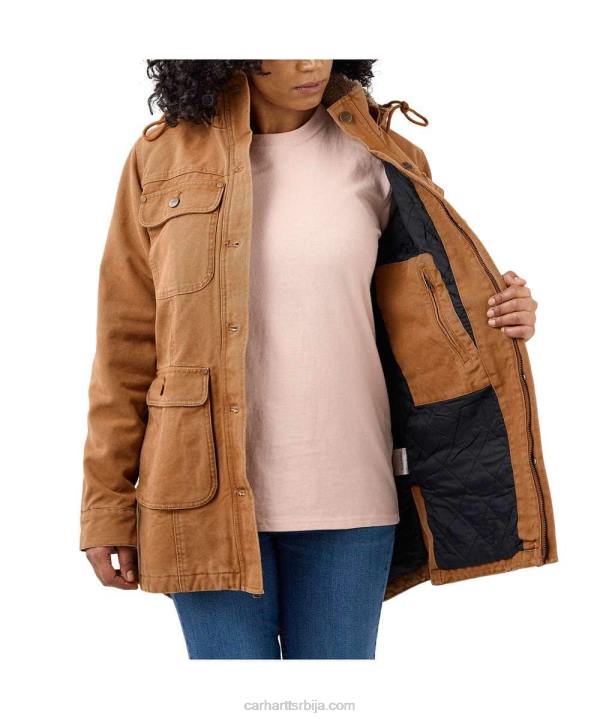 4042L186 Carhartt црн лабави капут од патке Жене