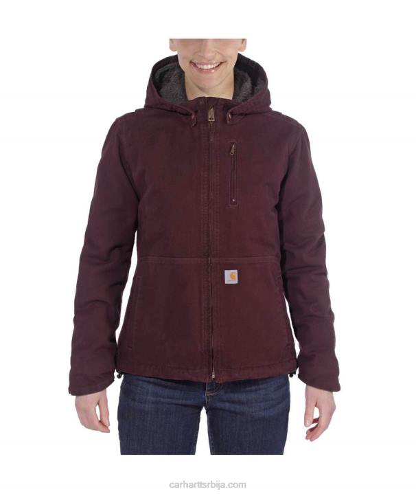 4042L188 Carhartt дубоко вино/сенка пуна јакна опуштеног кроја од пране патке шерпе Жене
