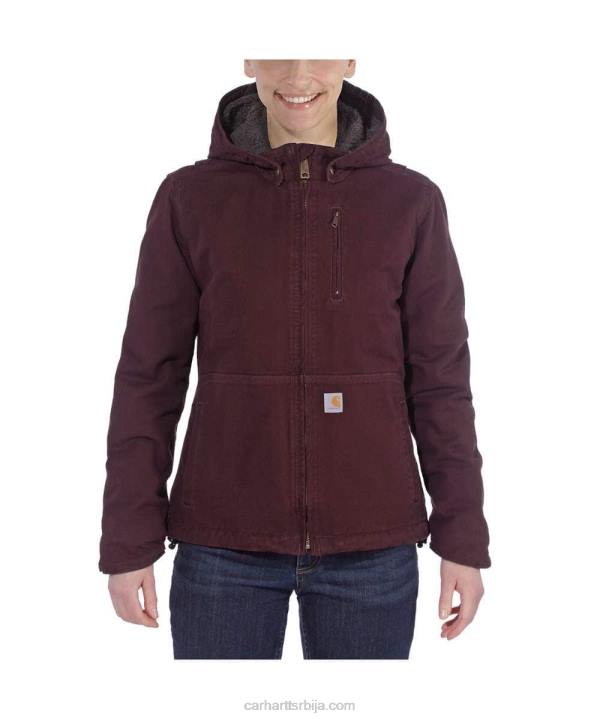 4042L188 Carhartt дубоко вино/сенка пуна јакна опуштеног кроја од пране патке шерпе Жене