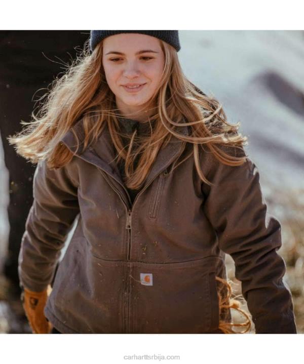 4042L188 Carhartt дубоко вино/сенка пуна јакна опуштеног кроја од пране патке шерпе Жене