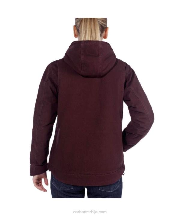 4042L188 Carhartt дубоко вино/сенка пуна јакна опуштеног кроја од пране патке шерпе Жене