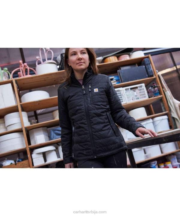 4042L190 Carhartt црн раин дефендер опуштена лагана изолована јакна Жене