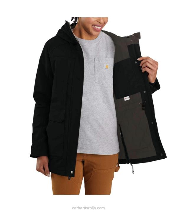 4042L194 Carhartt црн супер дук опуштени изоловани традиционални капут Жене
