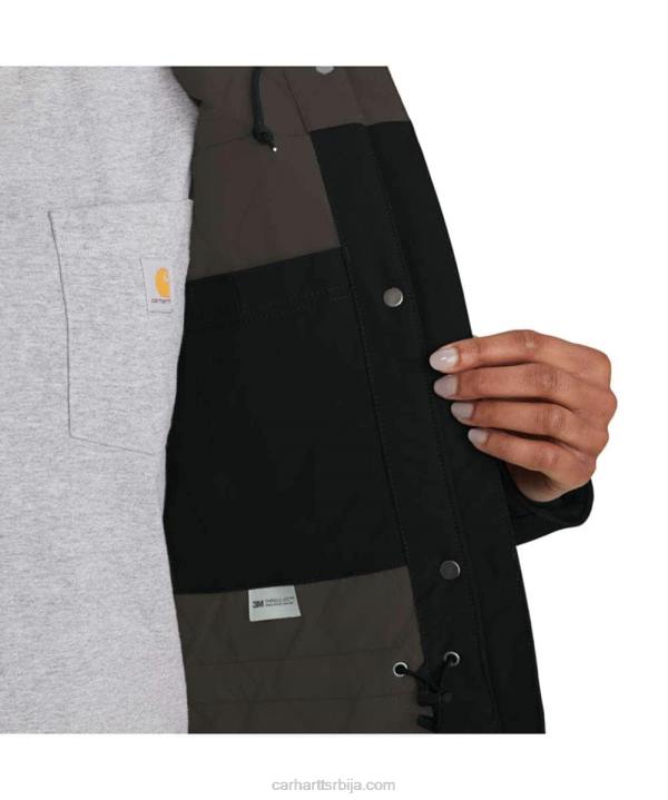 4042L194 Carhartt црн супер дук опуштени изоловани традиционални капут Жене