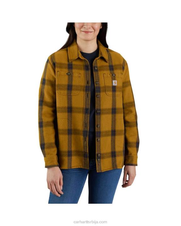 4042L248 Carhartt цархартт бровн широка карирана кошуља од кепера са дугим рукавима Жене