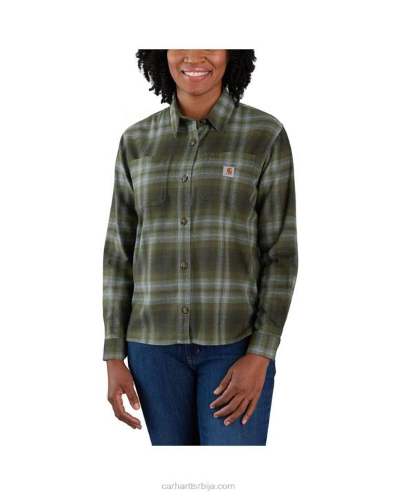 4042L249 Carhartt босиљак груба, широка карирана кошуља од фланела дугих рукава средње тежине Жене