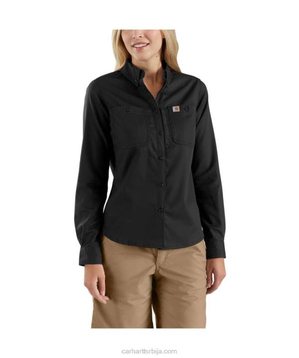 4042L250 Carhartt црн робусна професионална серија опуштеног кроја платнена радна кошуља дугих рукава Жене