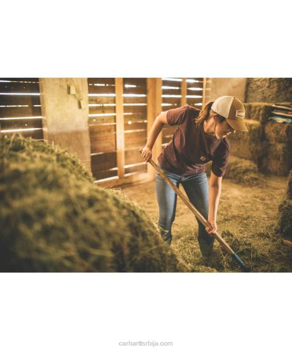 4042L223 Carhartt јасенова ружа слободна тешка мајица кратких рукава к87 са џепом Жене