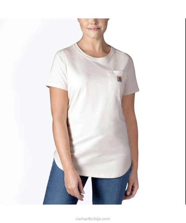 4042L224 Carhartt магента ахат јака опуштена мајица кратких рукава са џеповима средње тежине Жене