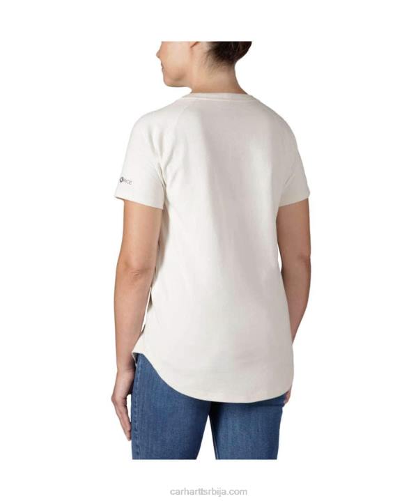 4042L224 Carhartt магента ахат јака опуштена мајица кратких рукава са џеповима средње тежине Жене