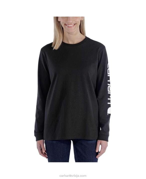 4042L230 Carhartt јасенова ружа слободна тешка мајица дугих рукава са логотипом и графичким рукавима Жене