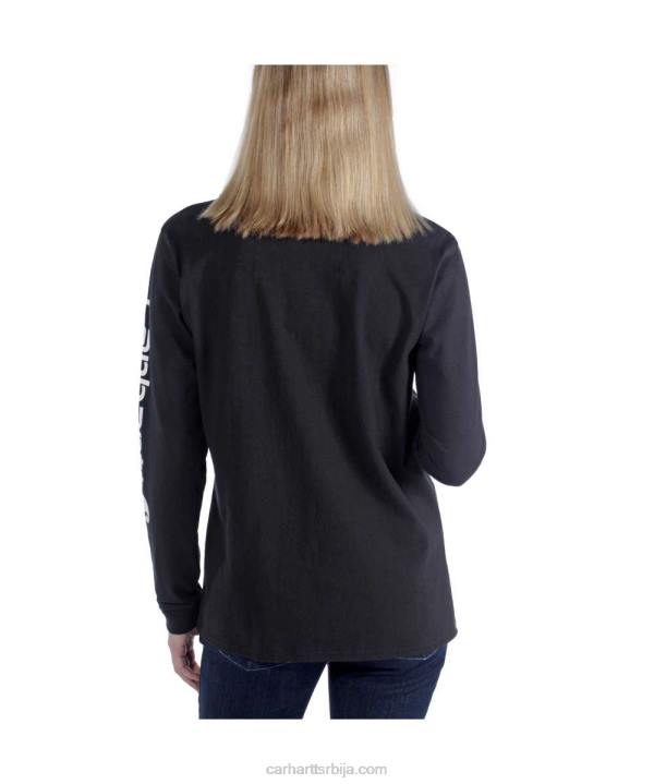 4042L230 Carhartt јасенова ружа слободна тешка мајица дугих рукава са логотипом и графичким рукавима Жене
