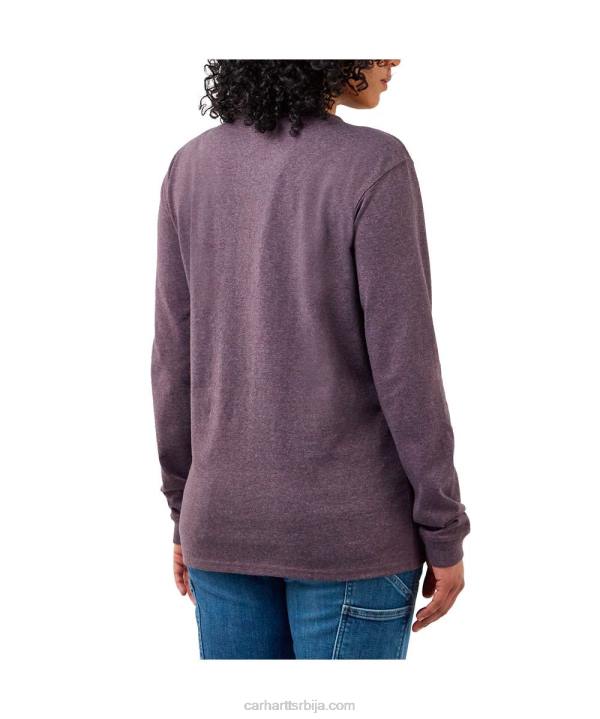 4042L230 Carhartt јасенова ружа слободна тешка мајица дугих рукава са логотипом и графичким рукавима Жене