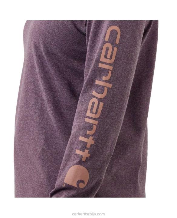 4042L230 Carhartt јасенова ружа слободна тешка мајица дугих рукава са логотипом и графичким рукавима Жене