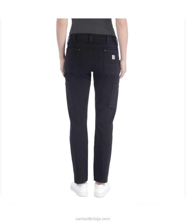 4042L202 Carhartt црн робусне савитљиве радне панталоне опуштеног кроја од кепера са дуплим предњим делом Жене