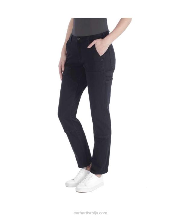 4042L202 Carhartt црн робусне савитљиве радне панталоне опуштеног кроја од кепера са дуплим предњим делом Жене