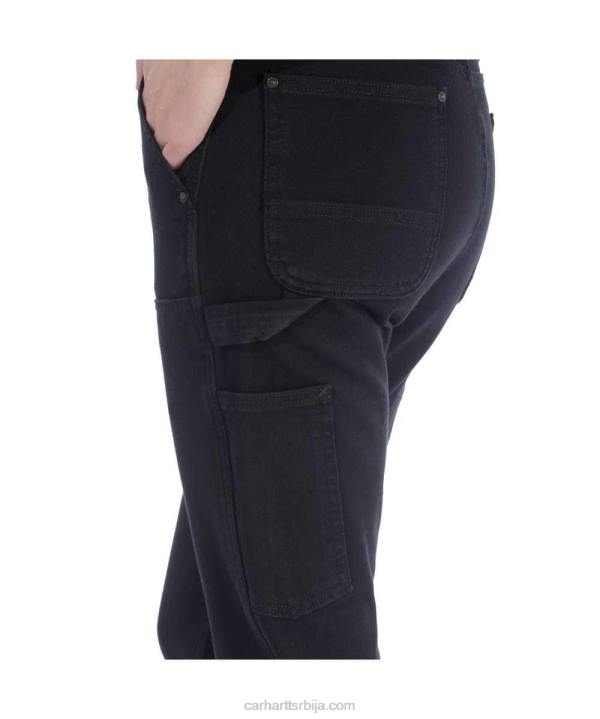 4042L202 Carhartt црн робусне савитљиве радне панталоне опуштеног кроја од кепера са дуплим предњим делом Жене