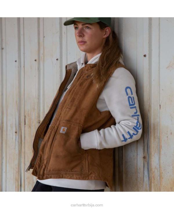 4042L222 Carhartt цархартт бровн опуштени прслук од шерпе са поставом пране патке Жене