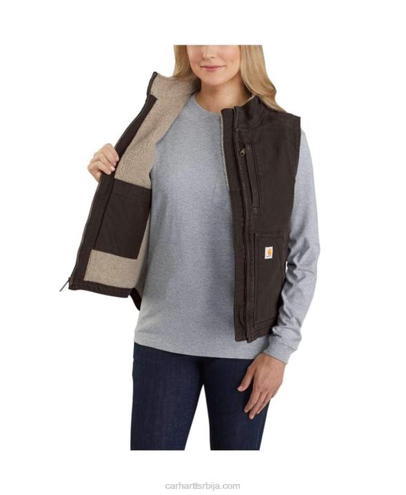 4042L222 Carhartt цархартт бровн опуштени прслук од шерпе са поставом пране патке Жене