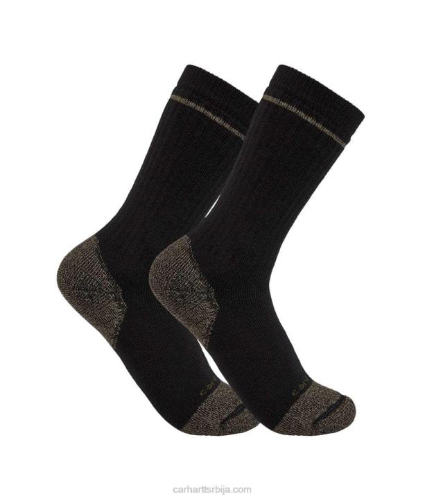 4042L174 Carhartt црн чарапе за чизме од мешавине памука средње тежине 2 пара мушкарци