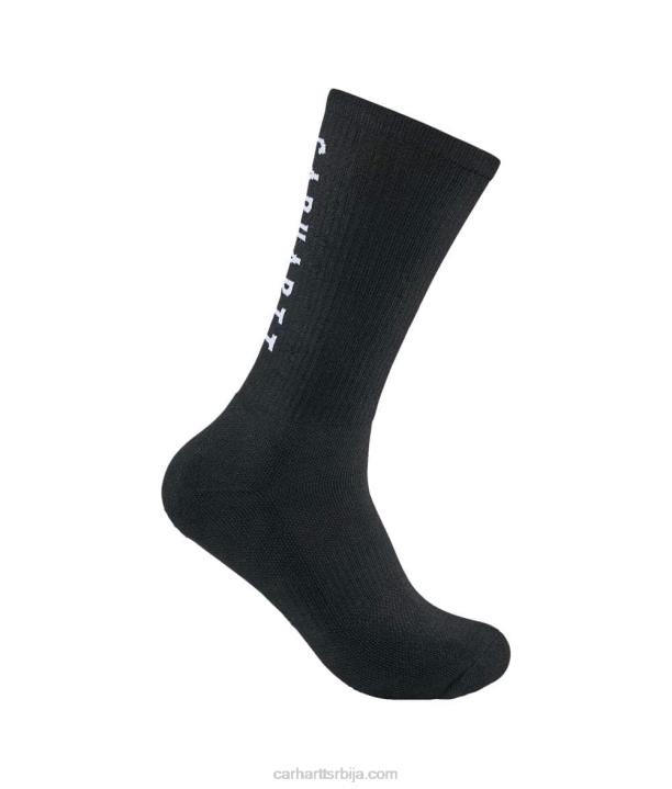 4042L176 Carhartt црн форце мидвеигхт лого црев чарапе 3 пара мушкарци