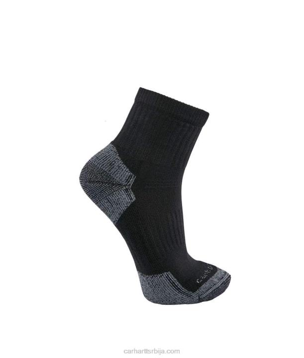 4042L178 Carhartt црн четвртине чарапа од мешавине памука средње тежине 3 пара мушкарци
