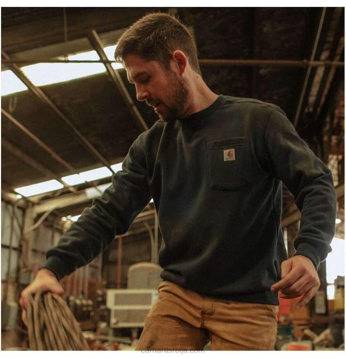 4042L35 Carhartt црн дуксерица средњег кроја са округлим џепом мушкарци