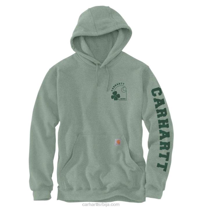 4042L36 Carhartt угљенични вријесак широка дуксерица од дјетелине с капуљачом средње тежине мушкарци
