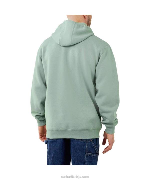 4042L38 Carhartt алпски плави вријесак дуксерица средњег кроја са графичким рукавима са логотипом мушкарци