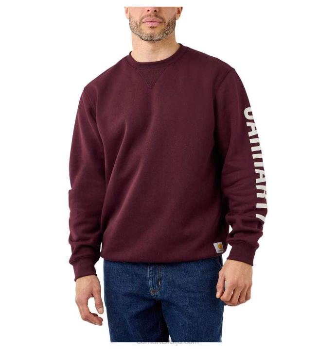 4042L41 Carhartt угљенични вријесак дуксерица средњег кроја са округлим изрезом и графичким рукавима мушкарци