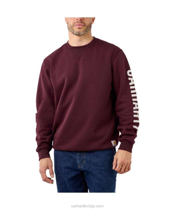 4042L41 Carhartt угљенични вријесак дуксерица средњег кроја са округлим изрезом и графичким рукавима мушкарци