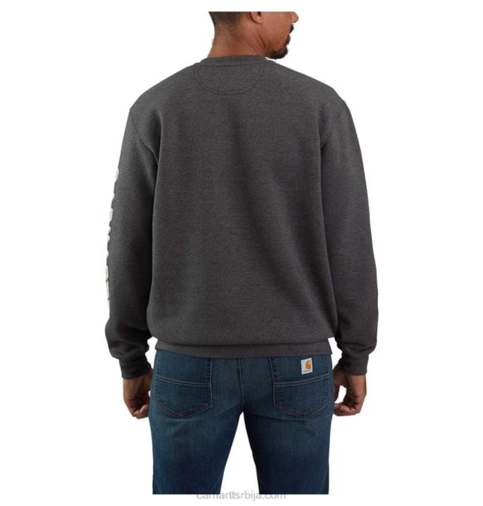 4042L49 Carhartt угљенични вријесак дуксерица средњег кроја са округлим рукавима са графиком мушкарци