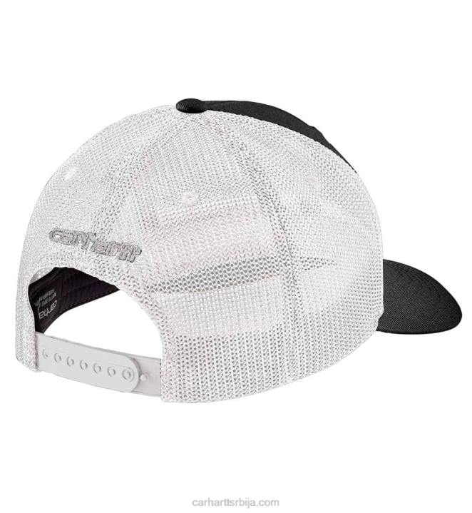 4042L87 Carhartt црне арборвитае робусна капа од кепера са мрежицом са логом мушкарци