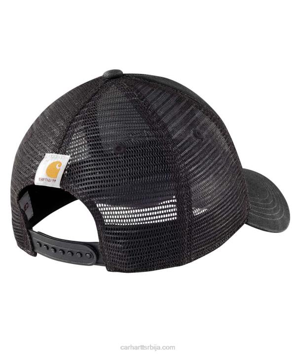 4042L88 Carhartt асфалт црн платнена капица са логотипом са мрежицом мушкарци