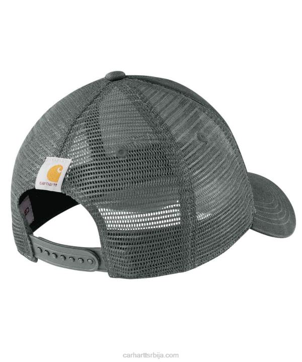 4042L88 Carhartt асфалт црн платнена капица са логотипом са мрежицом мушкарци