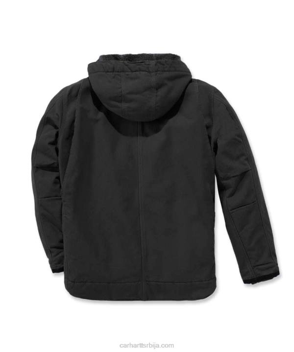 4042L14 Carhartt црн практична јакна опуштеног кроја са праном пачјом шерпом мушкарци