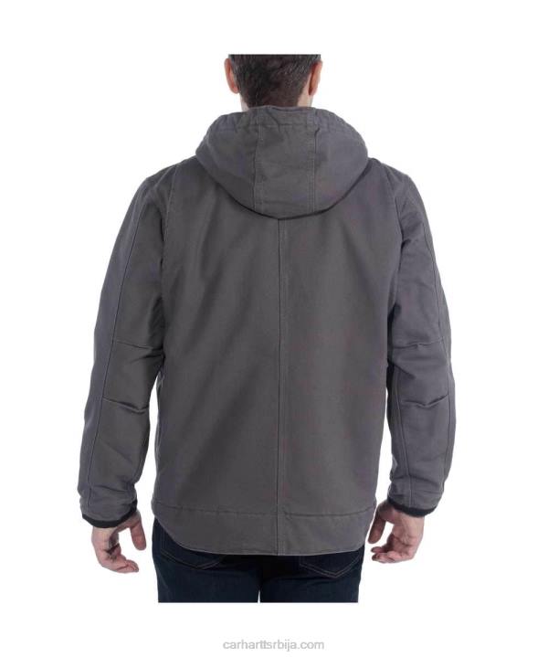 4042L14 Carhartt црн практична јакна опуштеног кроја са праном пачјом шерпом мушкарци