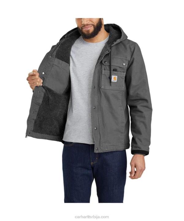 4042L14 Carhartt црн практична јакна опуштеног кроја са праном пачјом шерпом мушкарци