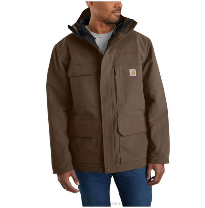 4042L15 Carhartt црн супер дук опуштени изоловани традиционални капут мушкарци