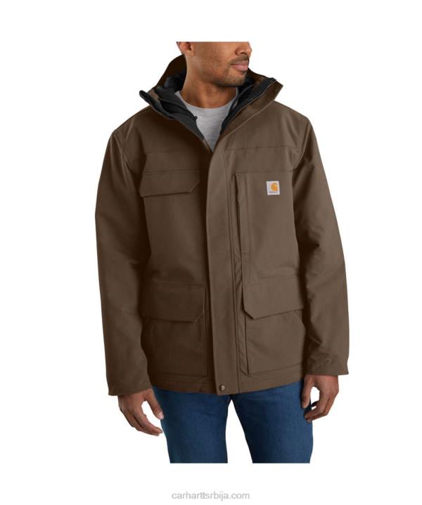 4042L15 Carhartt црн супер дук опуштени изоловани традиционални капут мушкарци