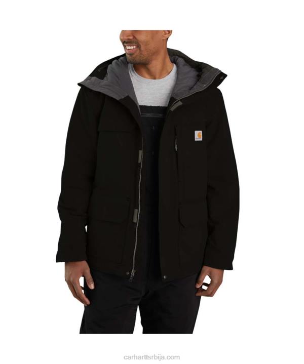 4042L15 Carhartt црн супер дук опуштени изоловани традиционални капут мушкарци