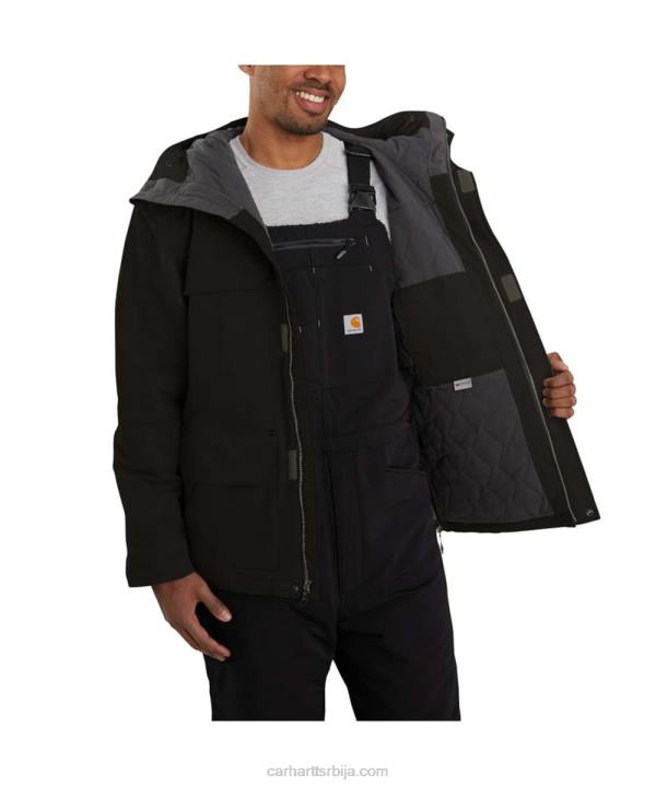 4042L15 Carhartt црн супер дук опуштени изоловани традиционални капут мушкарци