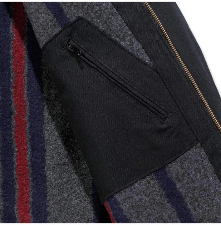 4042L17 Carhartt црн опуштена детроит јакна обложена детроитским ћебетом мушкарци