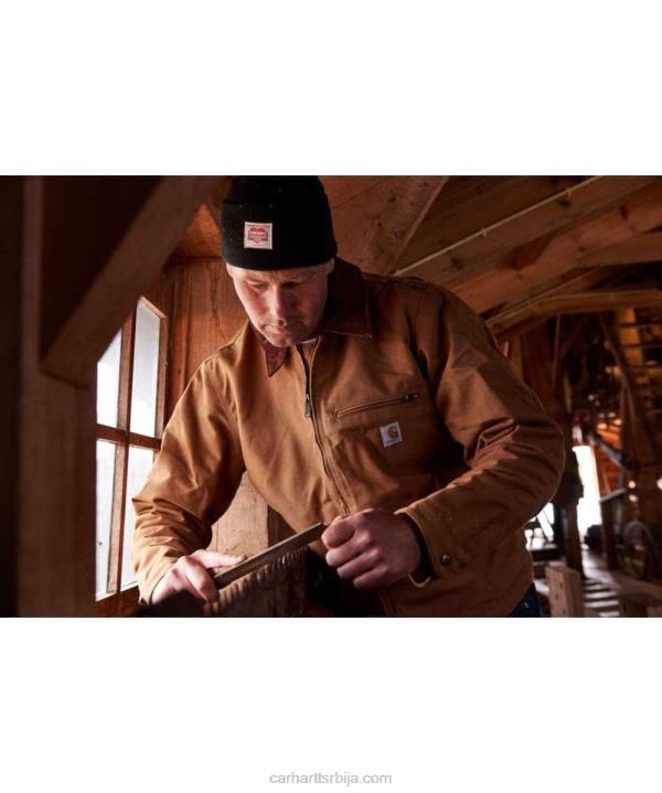 4042L17 Carhartt црн опуштена детроит јакна обложена детроитским ћебетом мушкарци