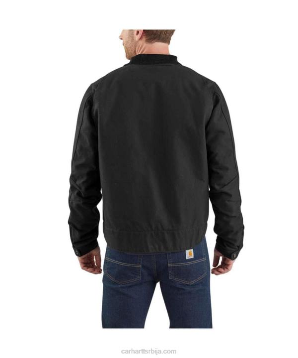 4042L17 Carhartt црн опуштена детроит јакна обложена детроитским ћебетом мушкарци